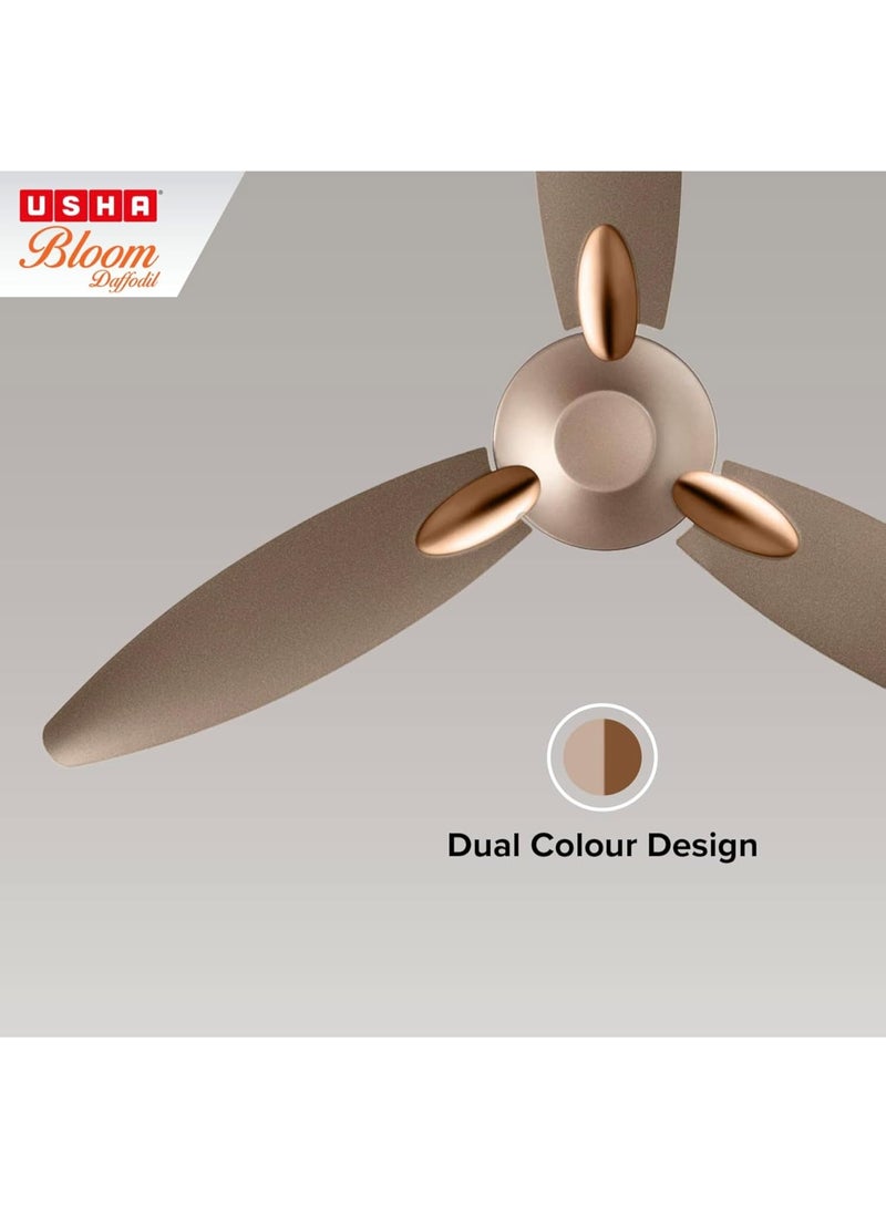 أوشا USHA Bloom Daffodil 1250mm|BEE Star Rated | Goodbye Dust Ceiling Fan | 2 Year Warranty | (Sparkle Golden and Brown) Pack of 1 - Image 4